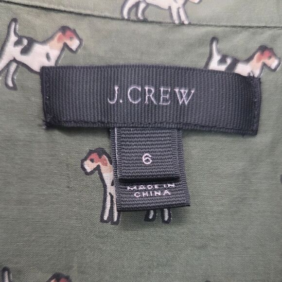 J. Crew Green Blouse with Dog Print - Picture 6 of 12
